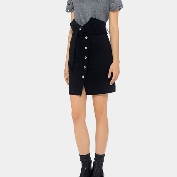 IRO Paris Black Gwlady Button Down Mod High Waisted Skirt size French 38 US M - Picture 12 of 12